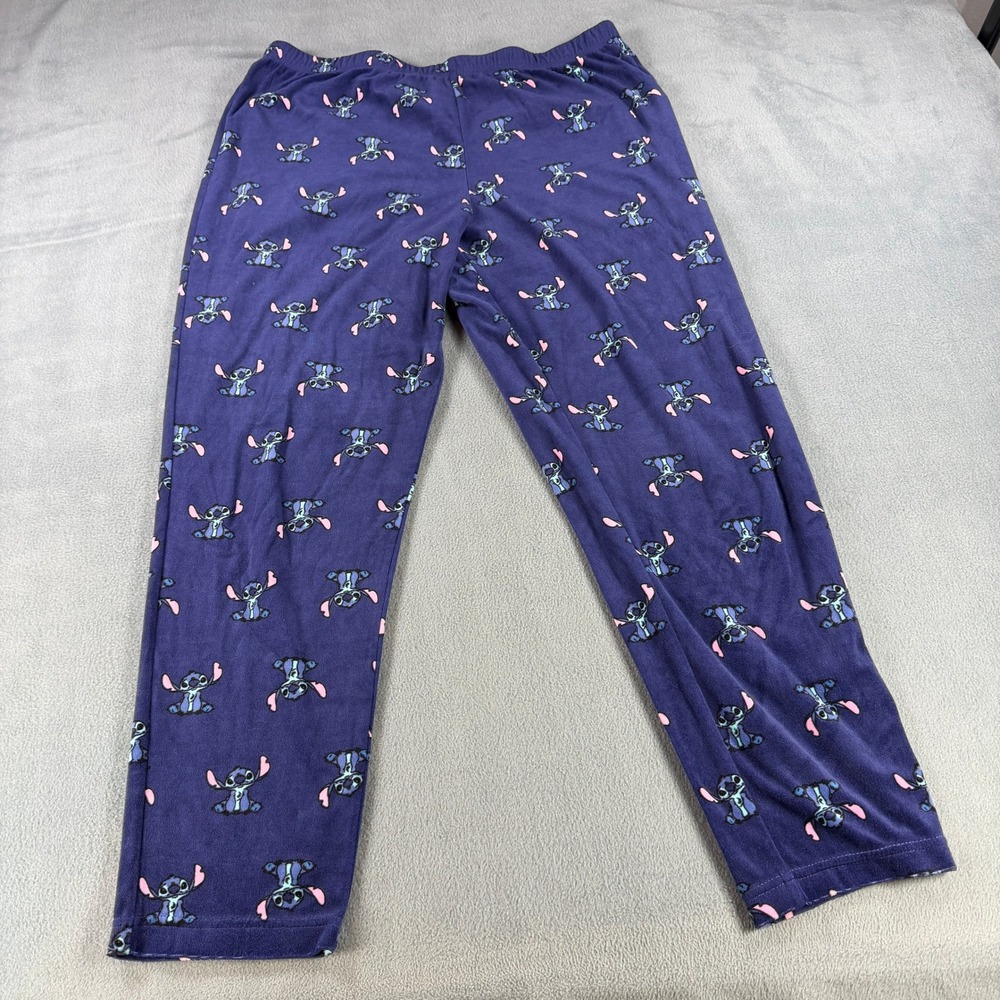 Disney Lilo & Stitch Purple Fleece Pajama Pants Sleepwear Large 12-14 LZ41916SA - Picture 1 of 5